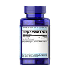 Puritan's Pride Pantothenic Acid baksida näringsfakta