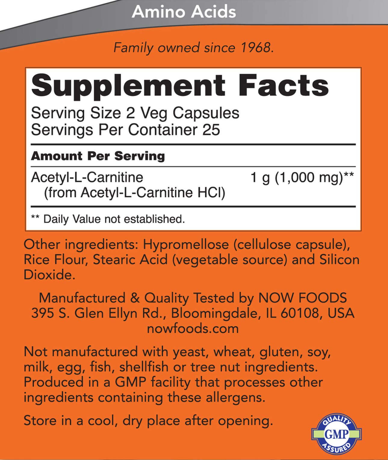 Acetyl-L-Carnitine 500 mg baksida