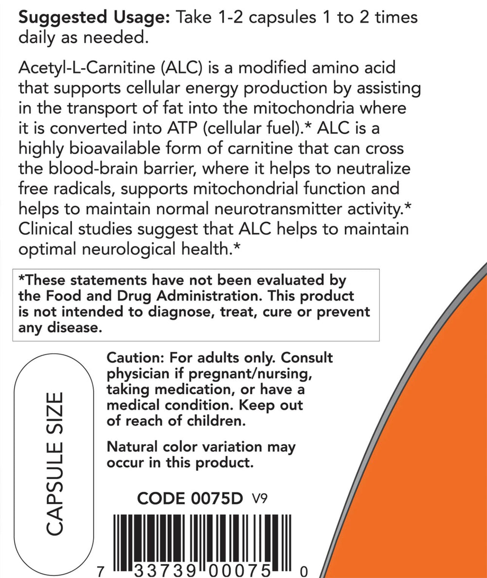 Acetyl-L-Carnitine näringsfakta etikett