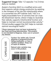 Acetyl-L-Carnitine näringsfakta etikett