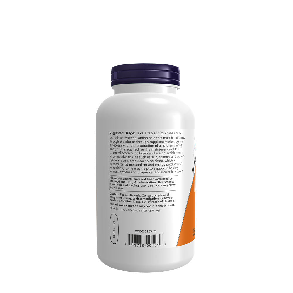 NOW Foods L-Lysine 1000mg produktetikett detalj
