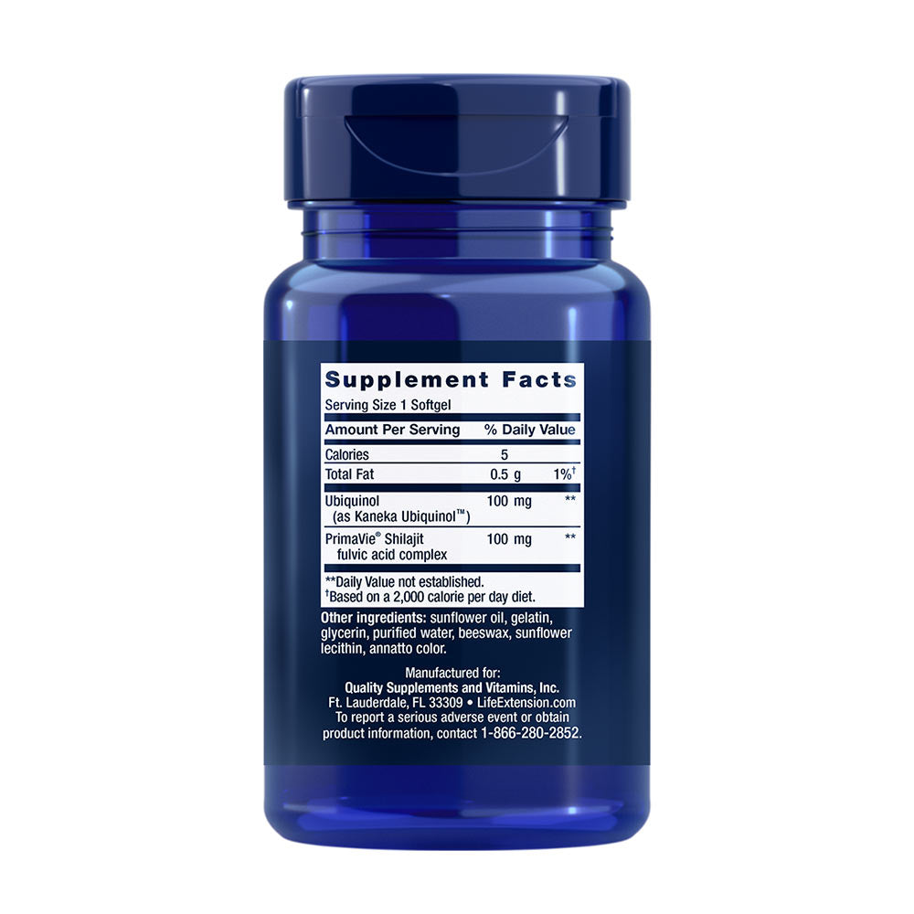 Ubiquinol CoQ10 baksida med näringsfakta