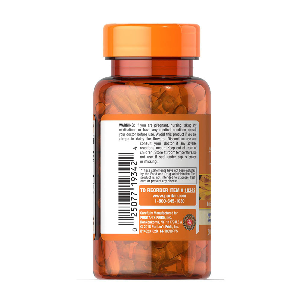 Puritan's Pride Lutein Extra näringsfakta-etikett