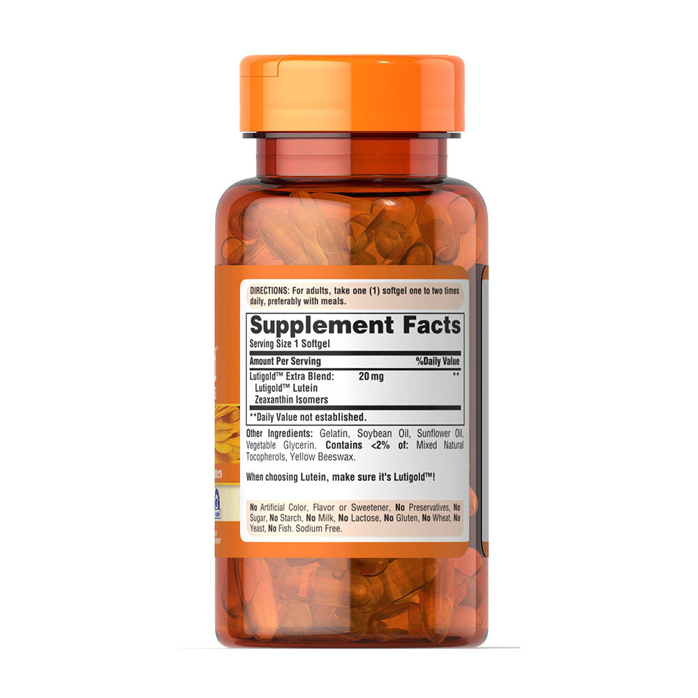 Puritan's Pride Lutein Extra With Zeaxanthin baksida