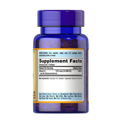 Puritan's Pride Vitamin D3 5000IU - baksida med näringsfakta