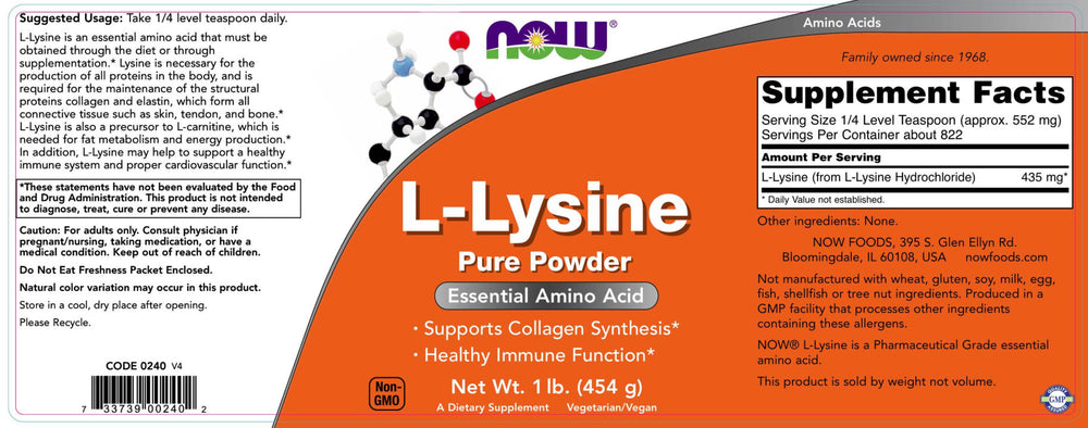 NOW Foods L-Lysine 1000mg kapsel närbild