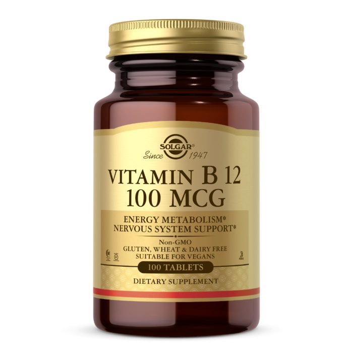Vitamin B12 100 mcg – 100 tabletter framsida