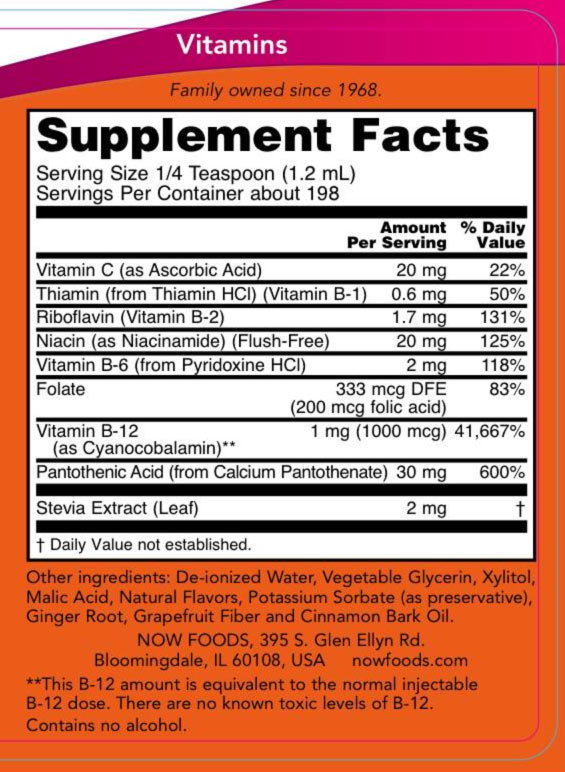 NOW Foods - Vitamin B-12 Liquid B-Complex