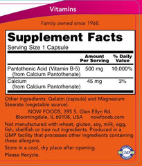 NOW Foods - Pantothenic Acid 500mg - 250 Caps