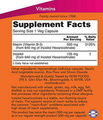 Flush-Free Niacin 500 mg baksida näringsfakta