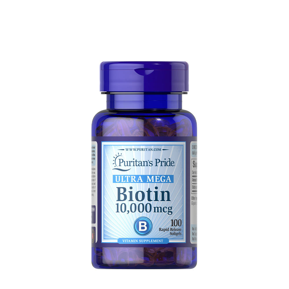 Biotin – 10000 mcg framsida på förpackning