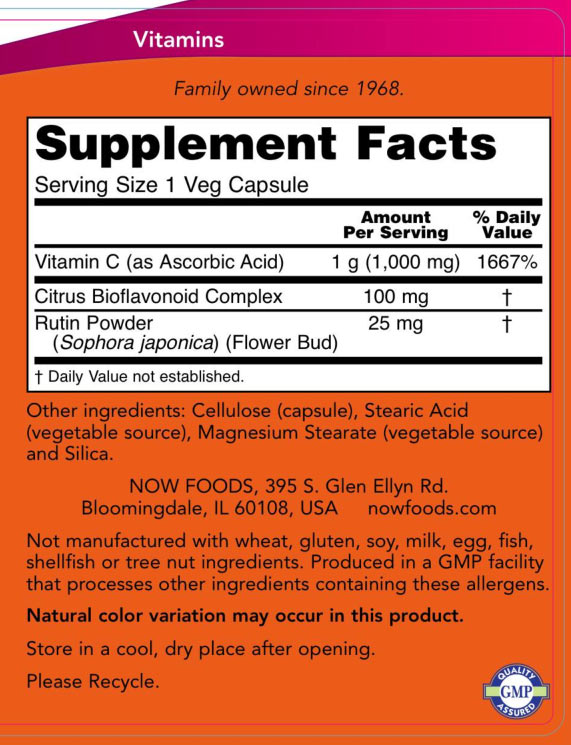 NOW Foods - Vitamin C-1000 med 100 mg bioflavonoider