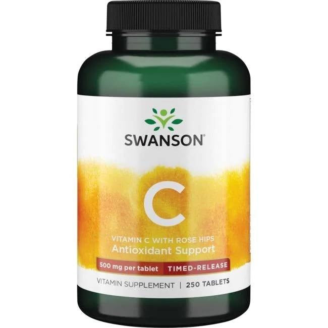 Swanson - Vitamin C With Rose Hips - Timed-Release, 500mg - 250 Tabs