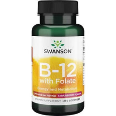 B-12 med Folat – 250 Tabletter baksida näringsfakta
