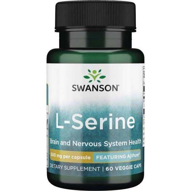 L-Serine 500mg – 60 vegetabiliska kapslar framsida