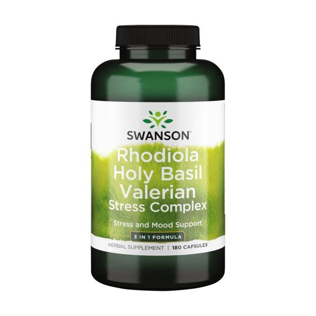 Swanson Rhodiola Holy Basil Valerian öppen förpackning