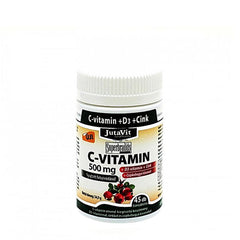 Jutavit Vitamin C 500mg + D3 + Zinc baksida näringsinformation