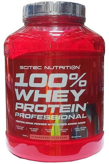 Scitec Nutrition 100% Whey Protein Professional strawberry flavored protein powder for optimal muscle growth.