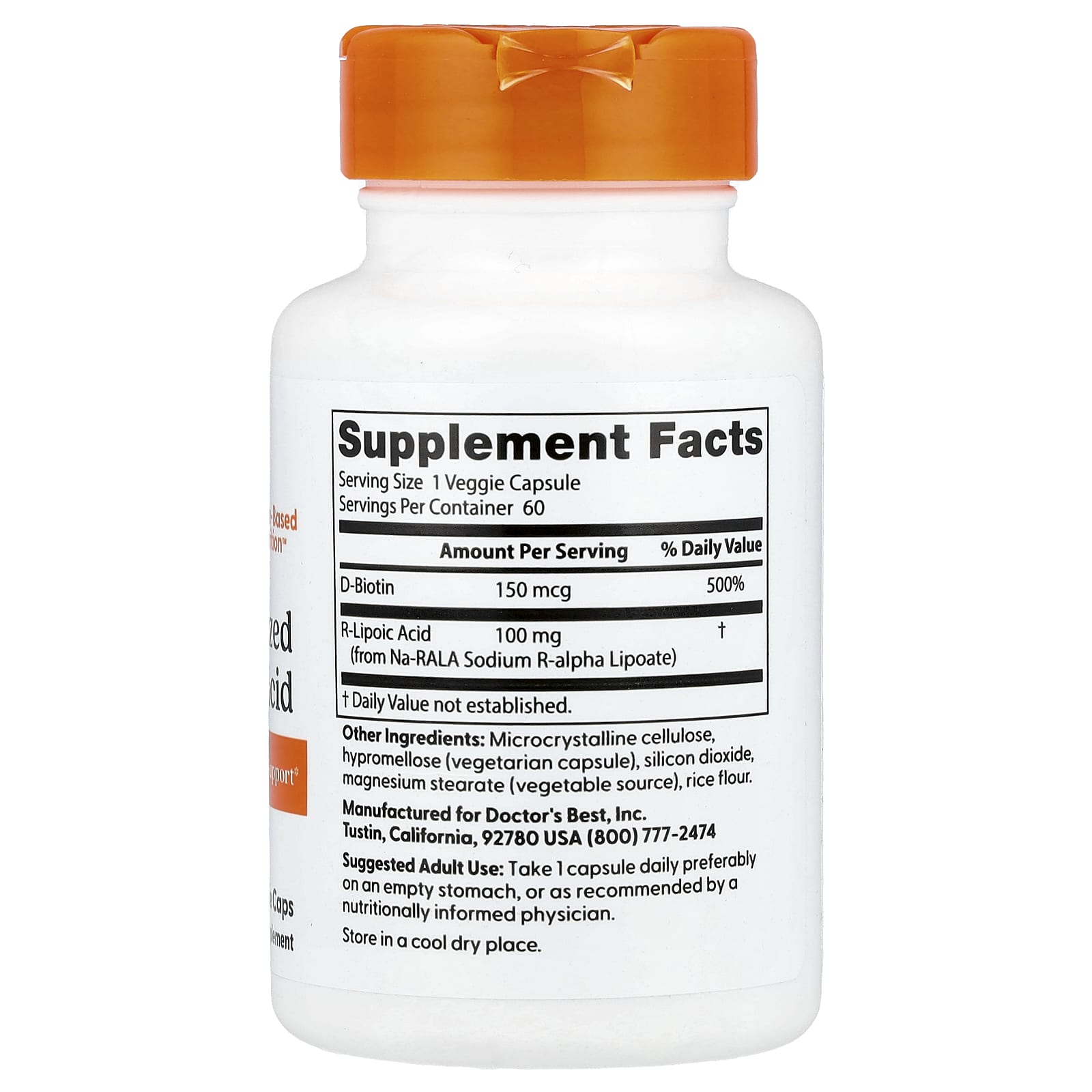 Doctor's Best Stabilized R-Lipoic Acid näringsfakta