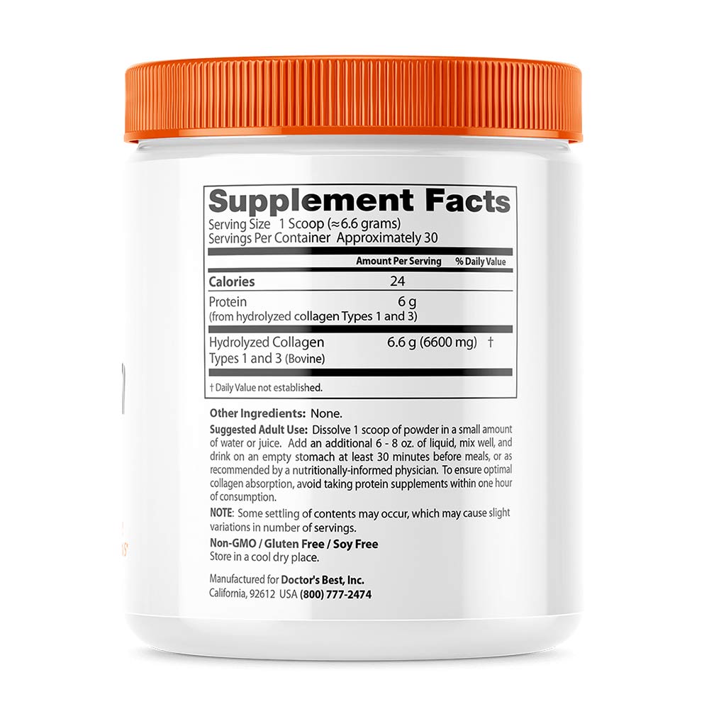 Doctor's Best Pure Collagen Types 1 and 3 baksida