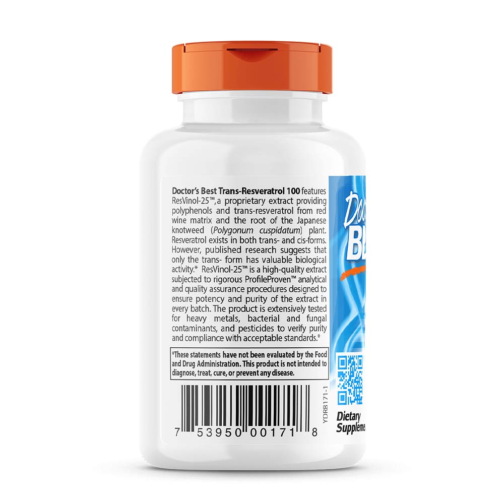 Doctor's Best - Trans-Resveratroli Resvinolilla, 100mg - 60 Vcaps