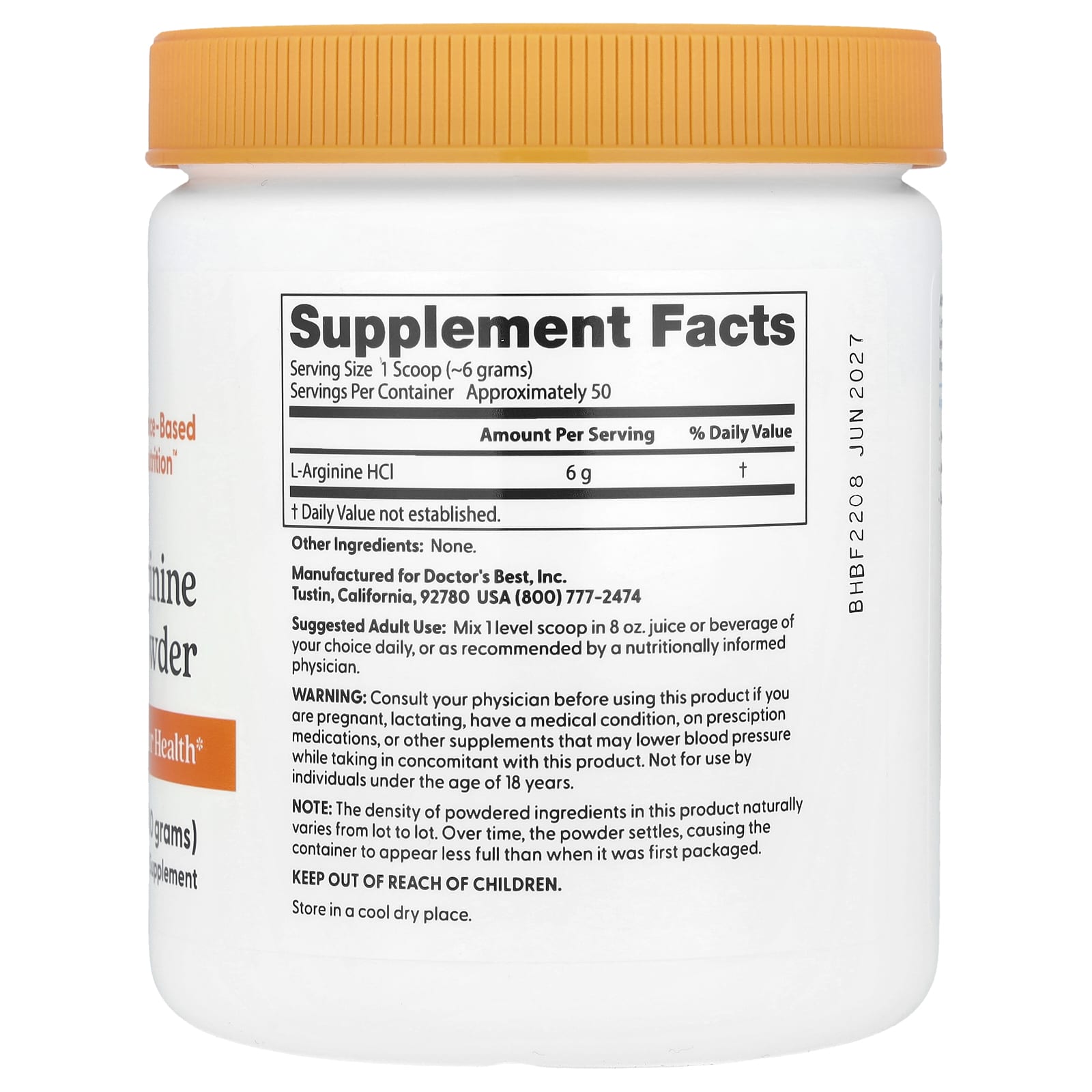 Pure L-Arginine Powder ingredienser-lista