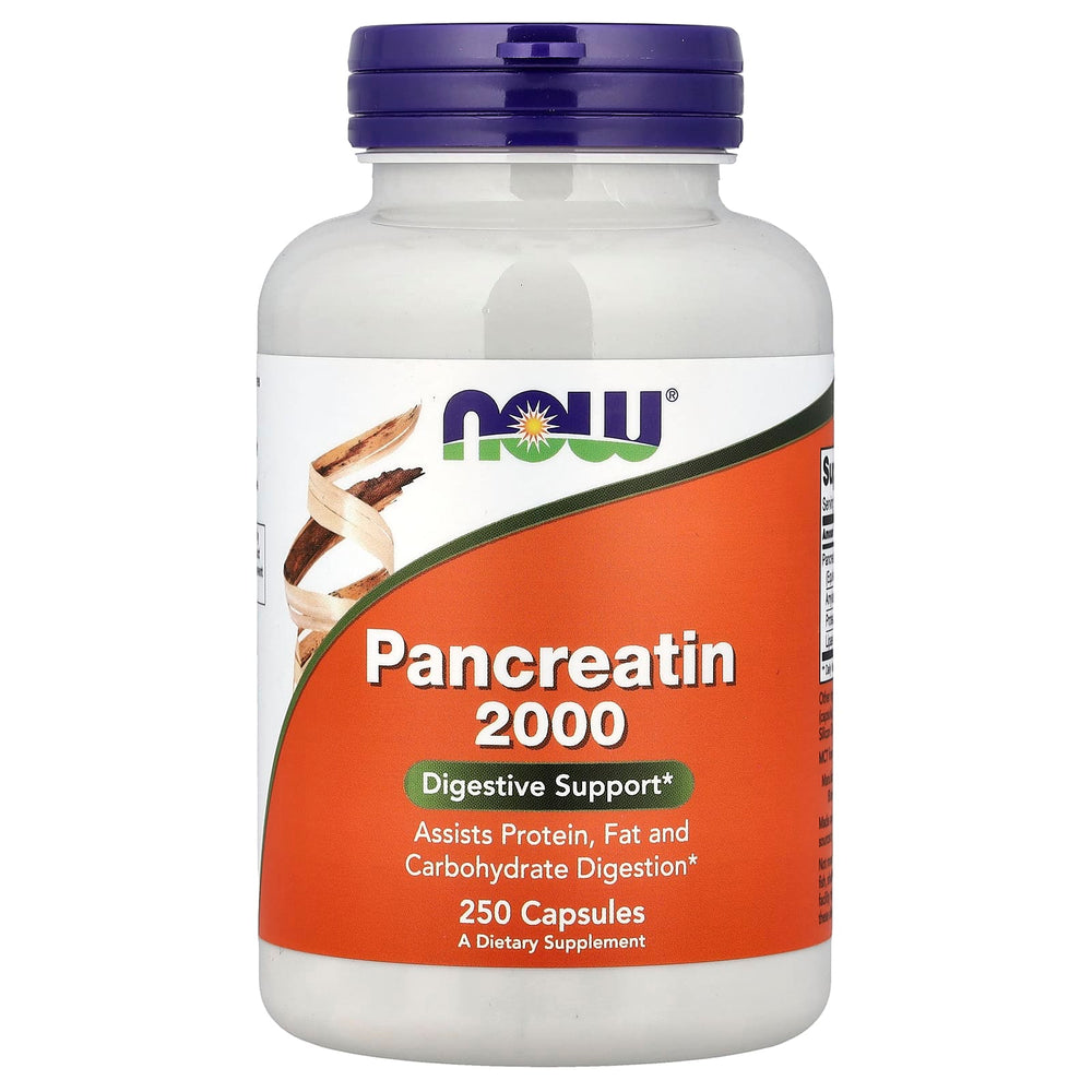 NOW Foods Pancreatin 2000 baksida näringsfakta