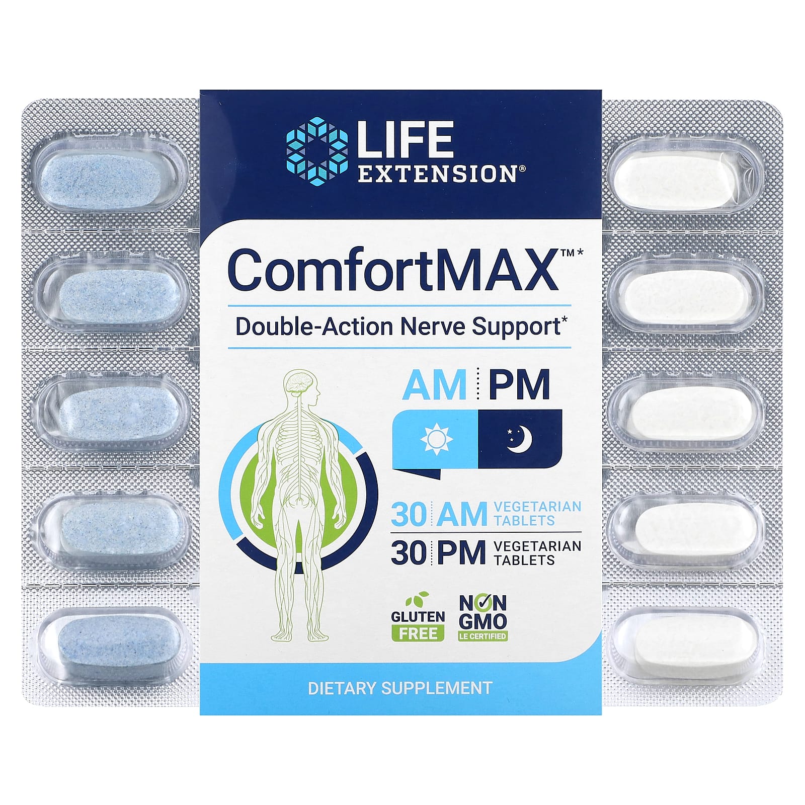 Life Extension - ComfortMAX - 60 Vegetarian Tablets (30 AM + 30 PM)