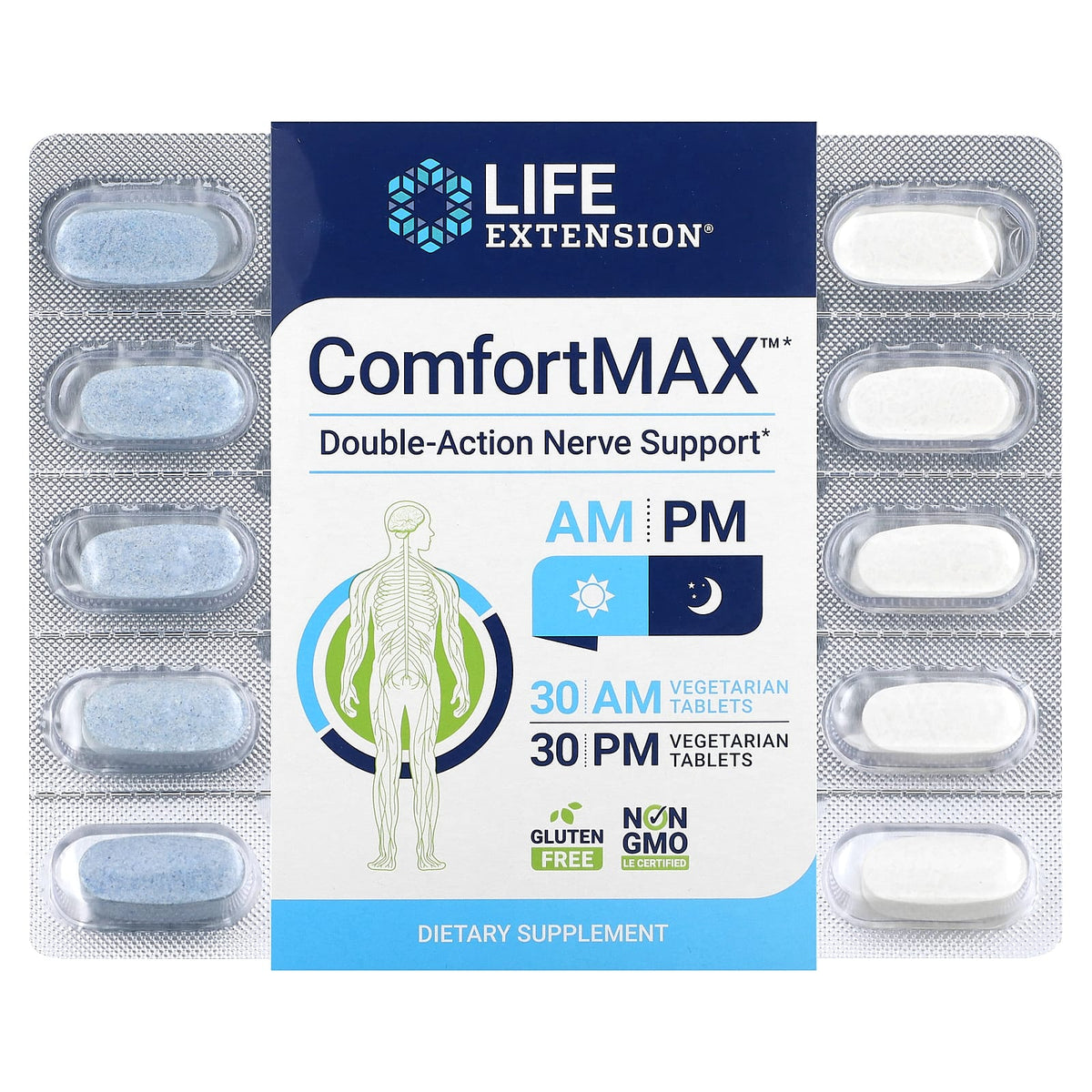 Life Extension - ComfortMAX - 60 Vegetarian Tablets (30 AM + 30 PM)