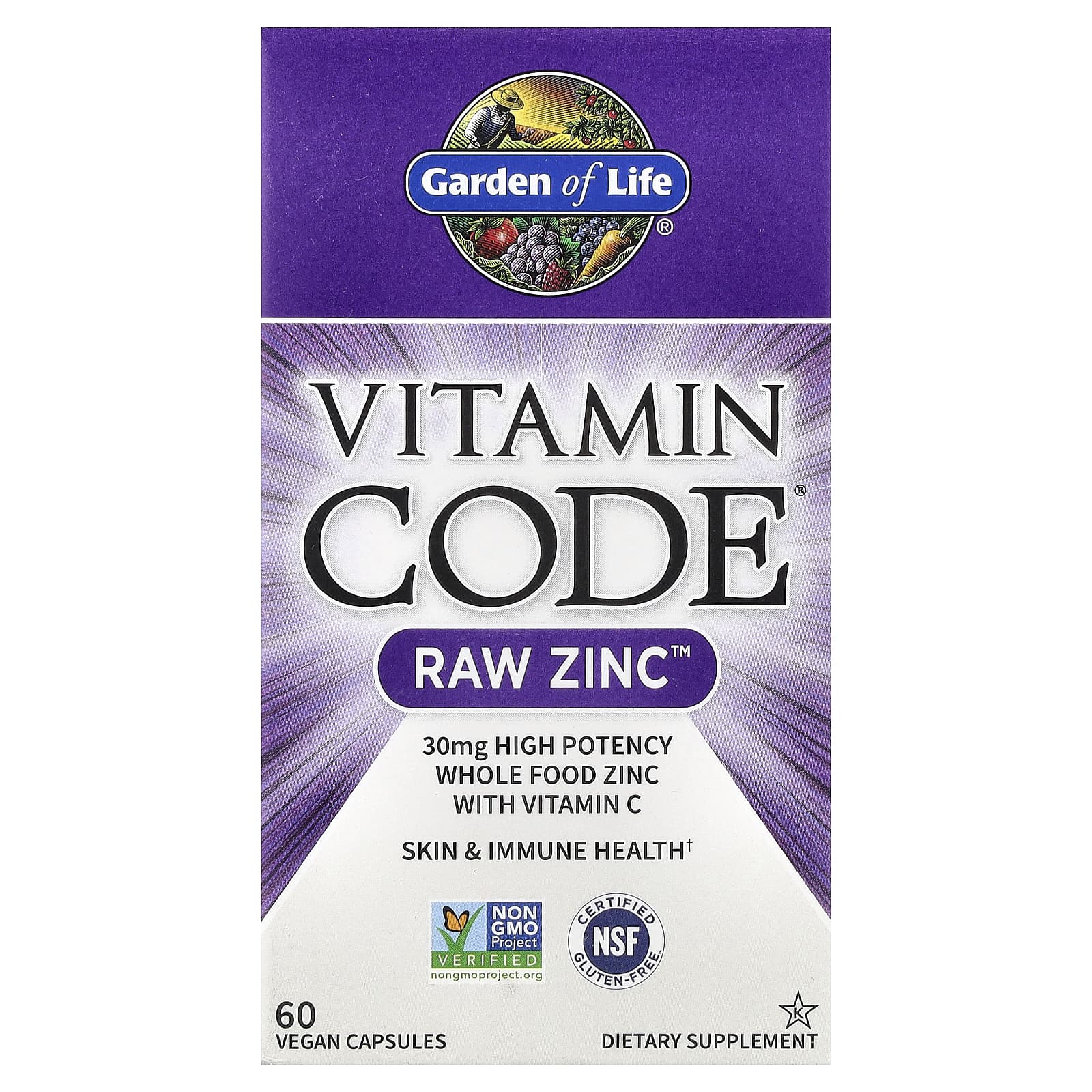 Vitamin Code Raw Zink baksida näringsfakta