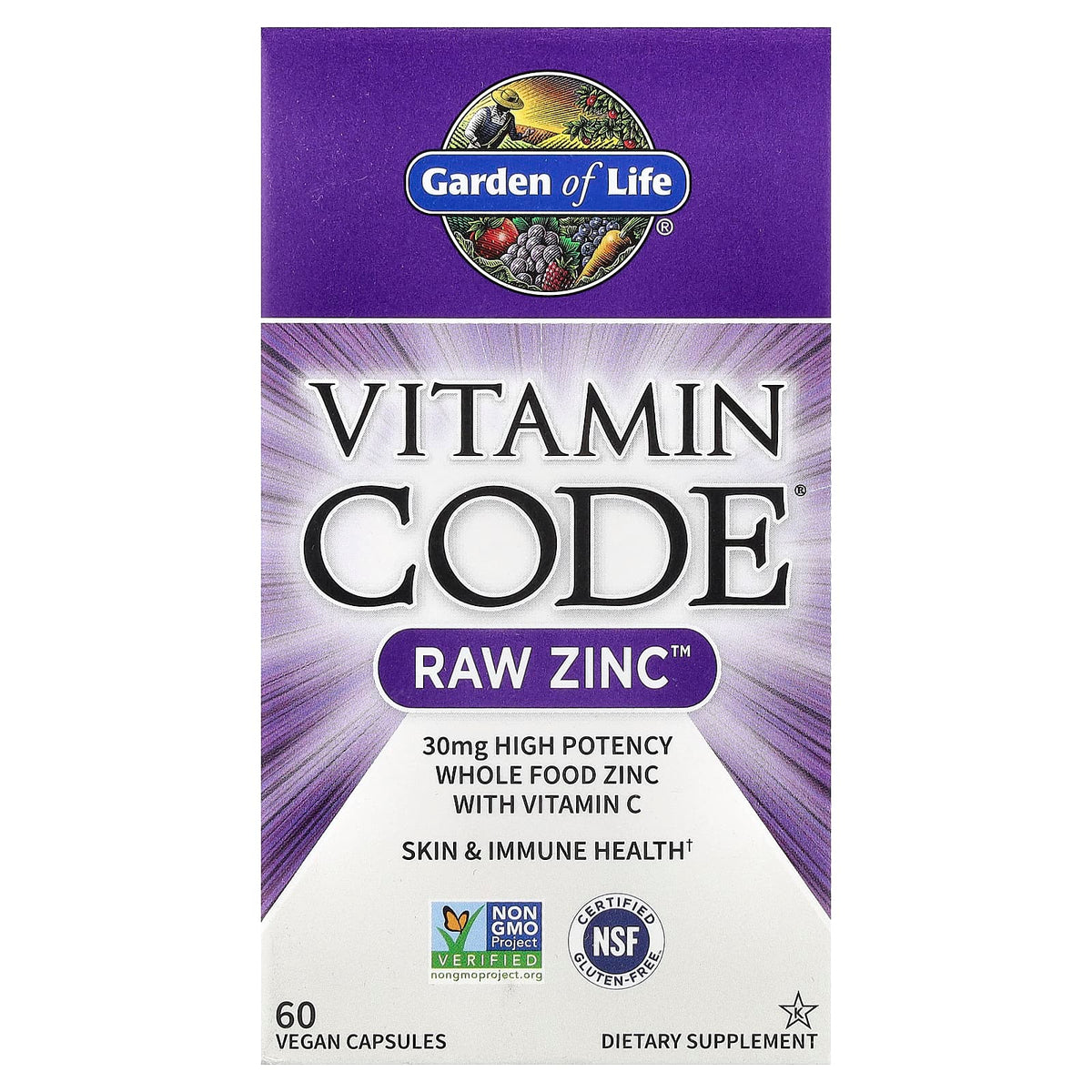 Vitamin Code Raw Zink baksida näringsfakta