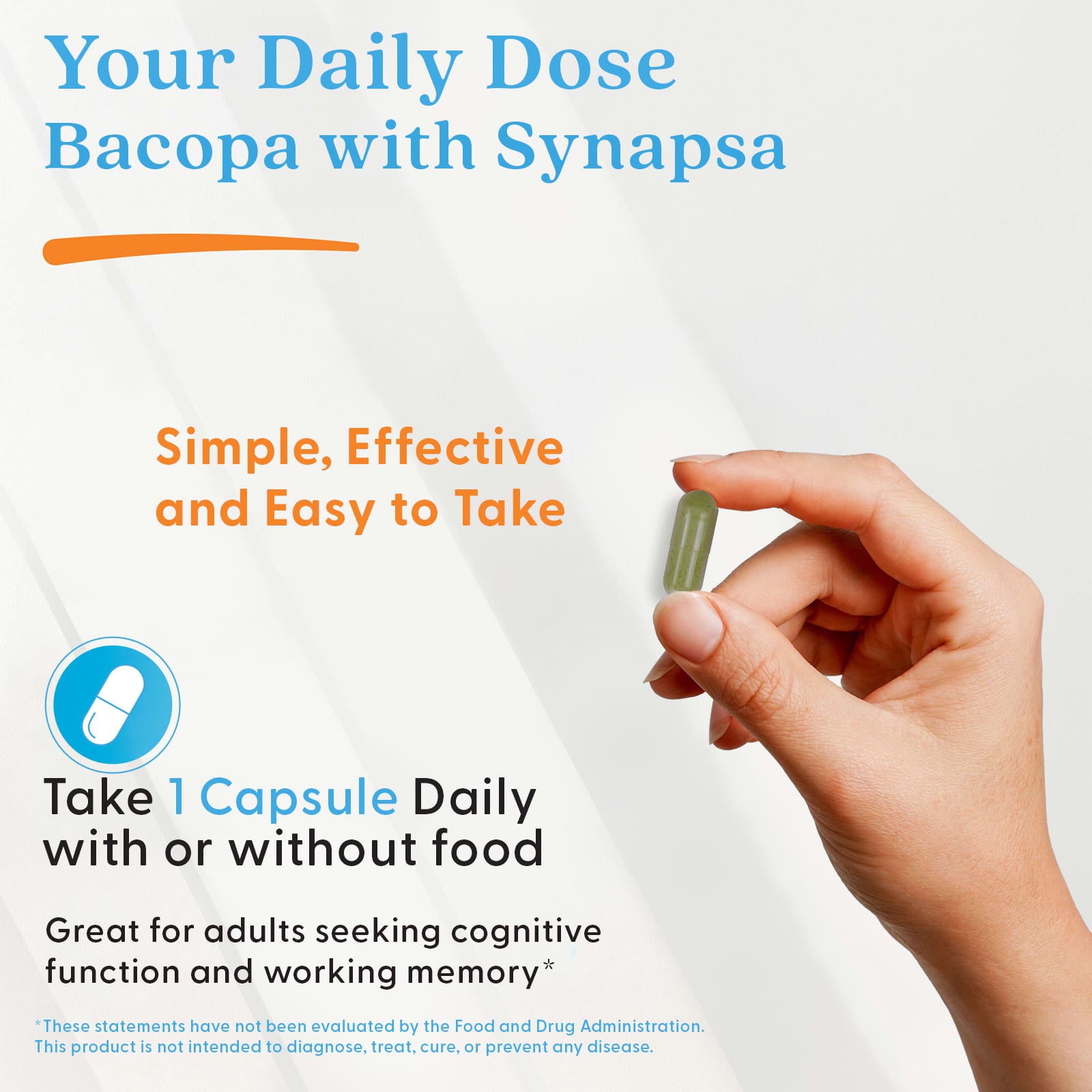 Bacopa with Synapsa öppen burk med kapslar