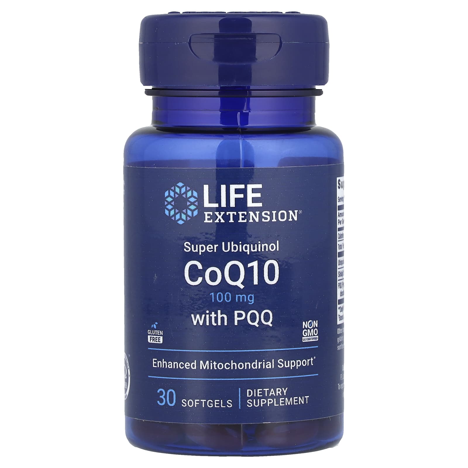Super Ubiquinol CoQ10 With PQQ baksida näringsfakta