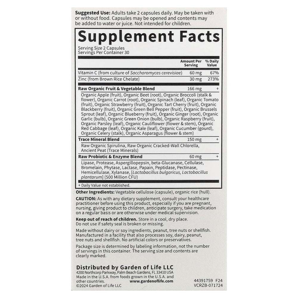 Vitamin Code Raw Zink ingredienser lista
