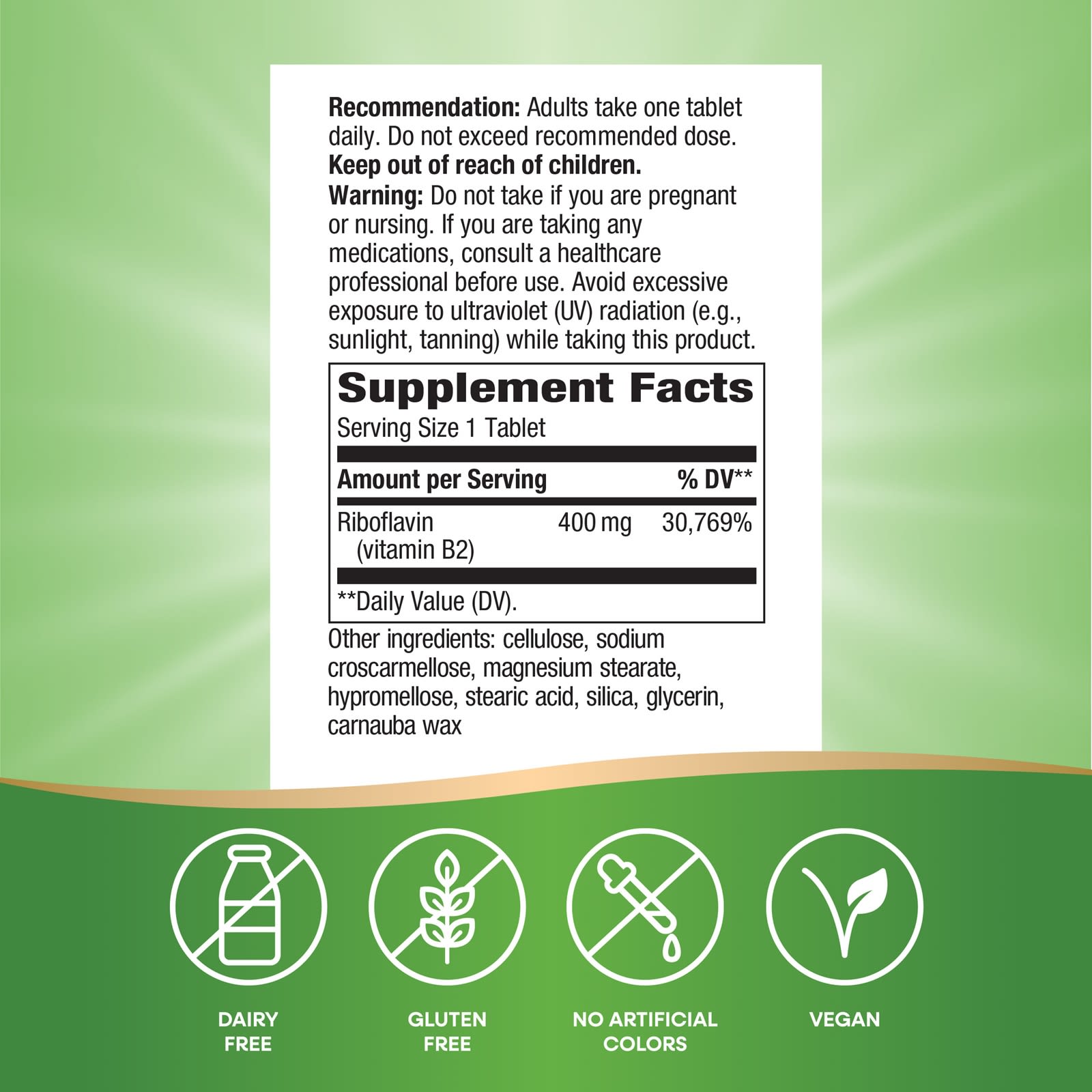 Riboflavin Vitamin B2 tabletter i hand