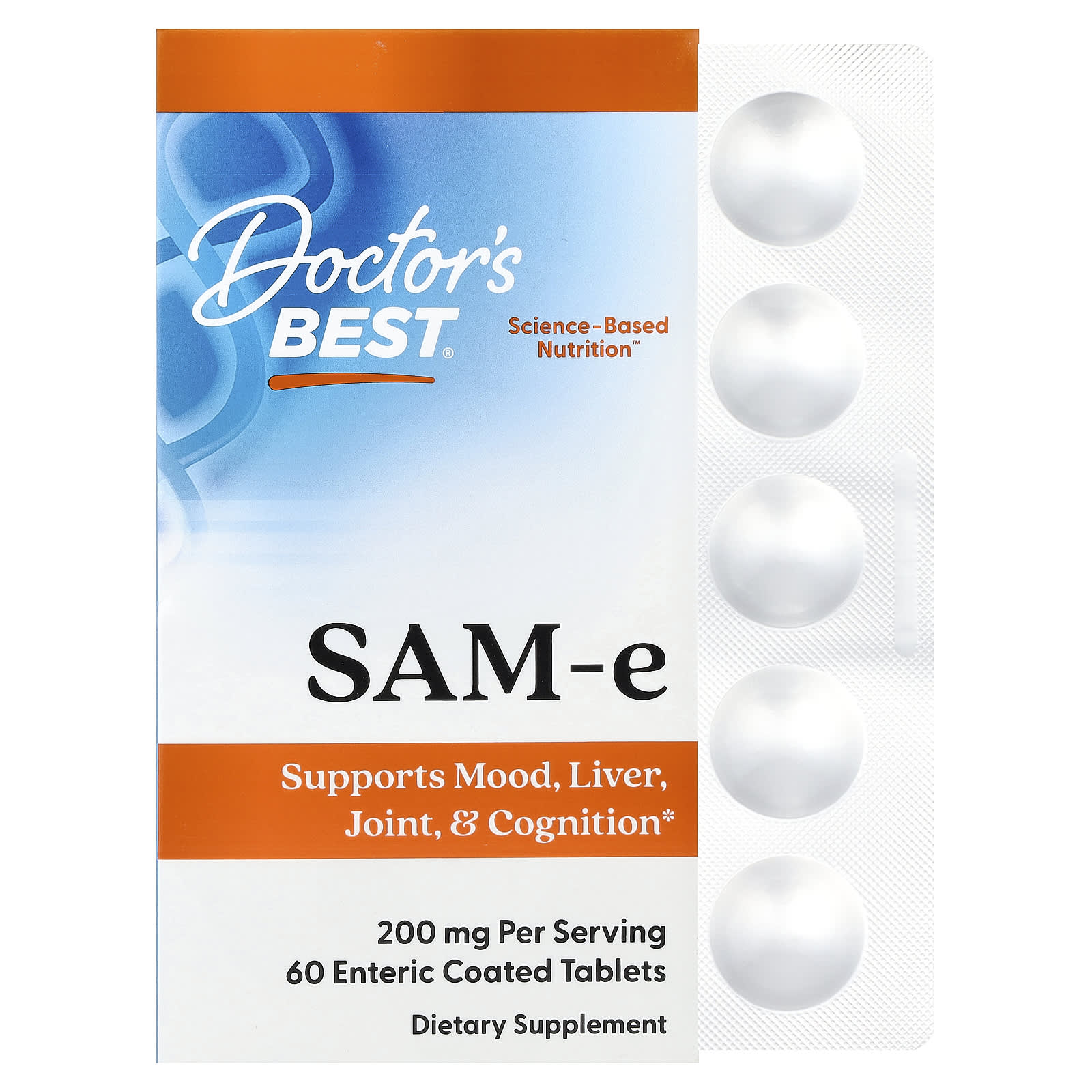 Doctor's Best SAM-e baksida näringsfakta