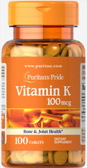 Puritan's Pride - Vitamin K - 100 Tabs