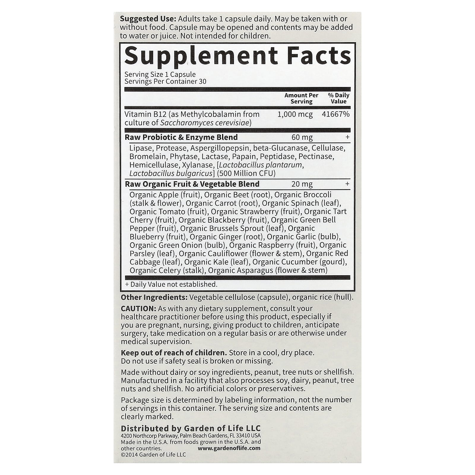 Garden Of Life - Vitamin Code - Raw B-12 - 30 Vcaps