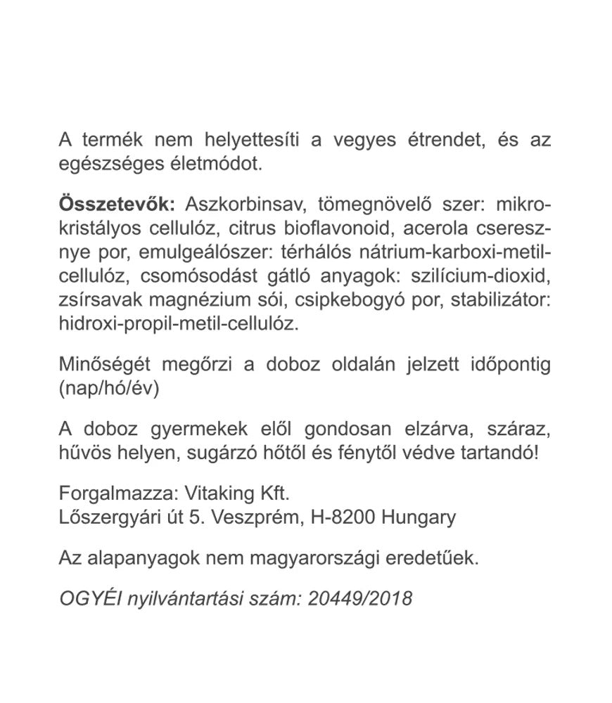 Vitaking - Vitamin C 1000mg med 50mg Citrus Bioflavonoider og Acerola