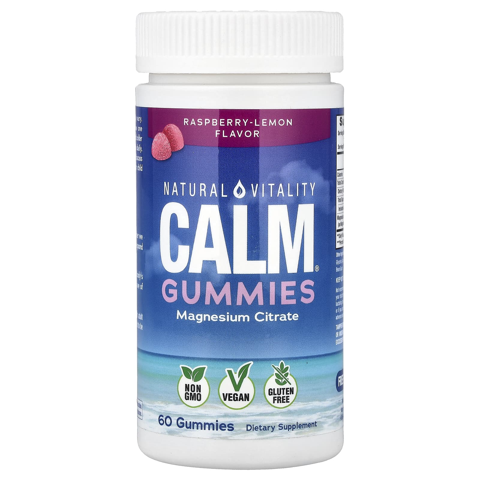 Natural Vitality - Calm Gummies, Hindbær Citron - 60 Gummies