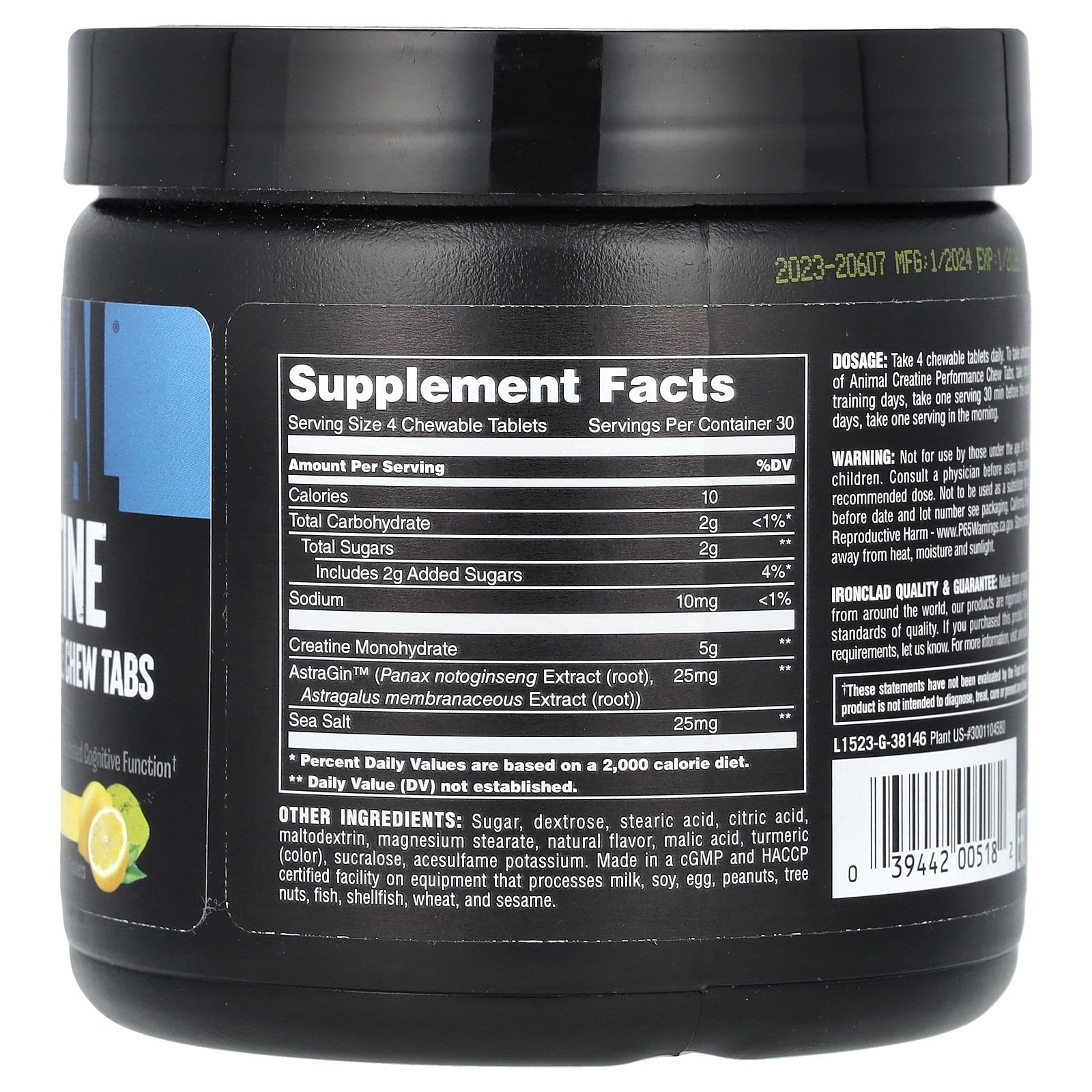 Animal Creatine Performance Chew Tabs ingredienser
