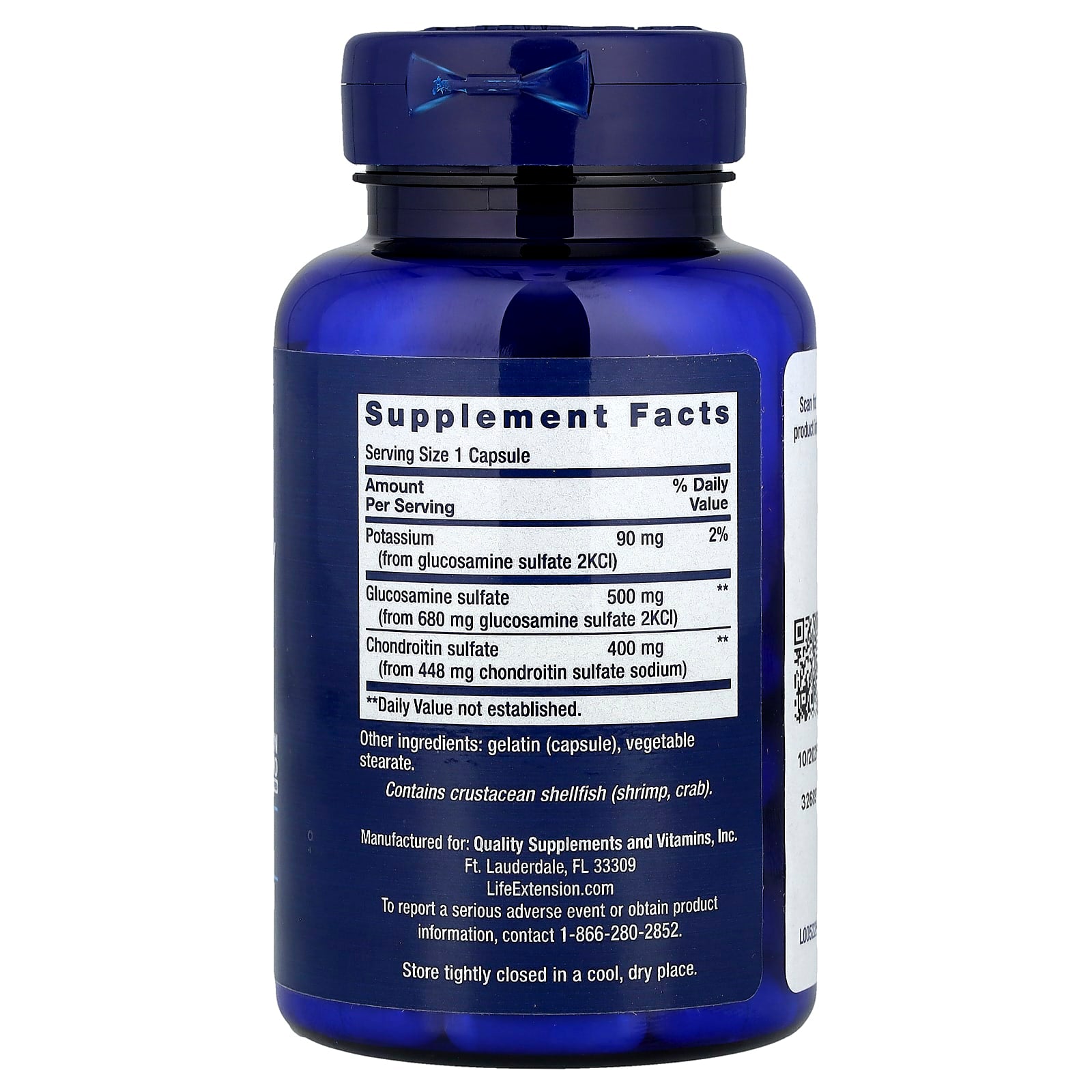 Glucosamine/Chondroitin näringsfakta etikett