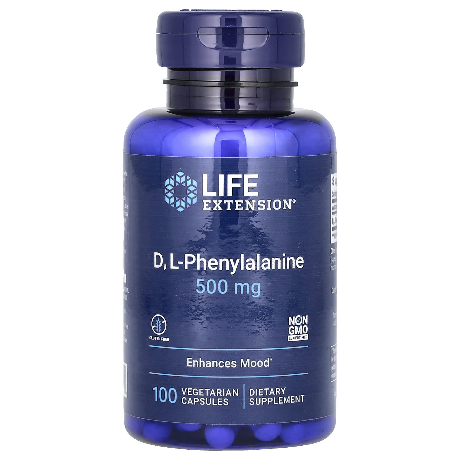 Life Extension D, L-Phenylalanine baksida