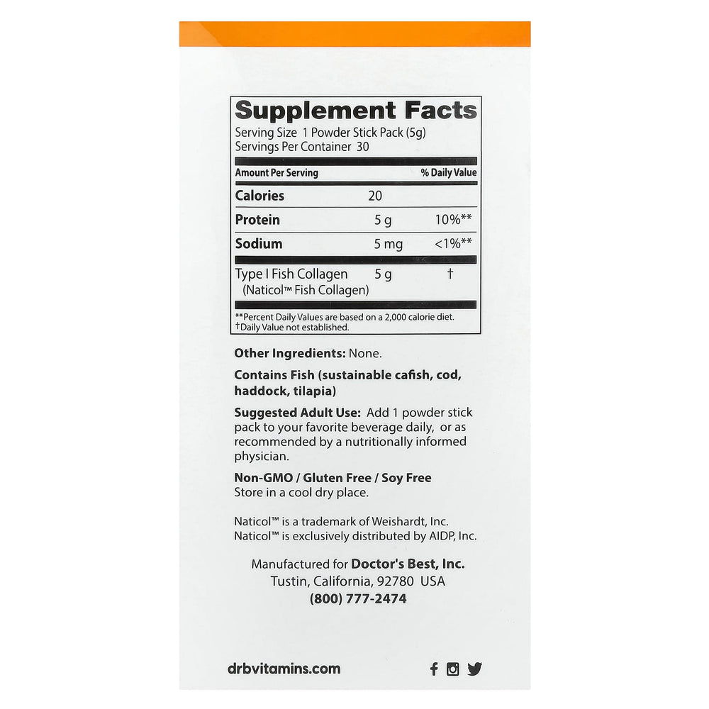 Fish Collagen With Naticol baksida näringsfakta