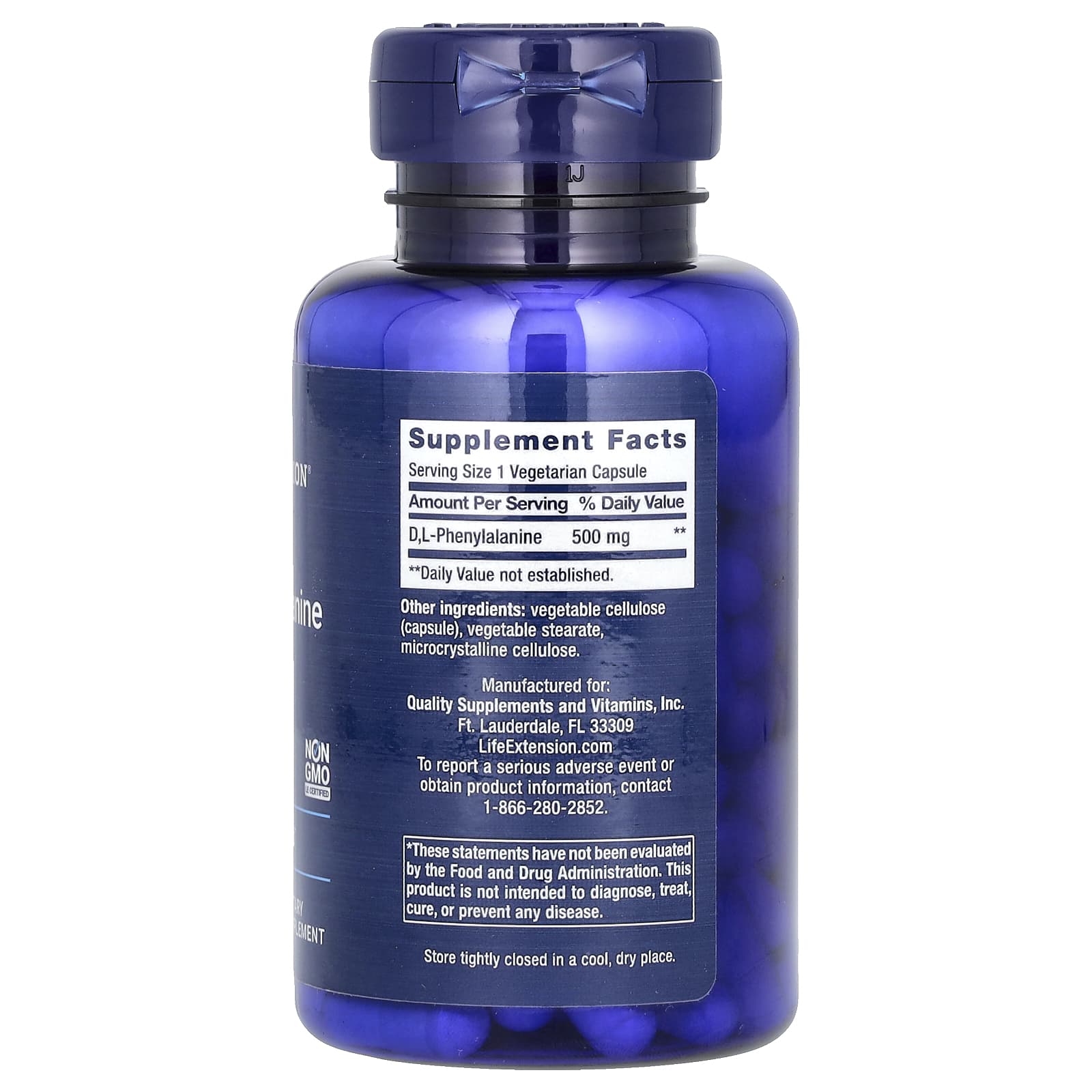 Life Extension D, L-Phenylalanine näringsfakta