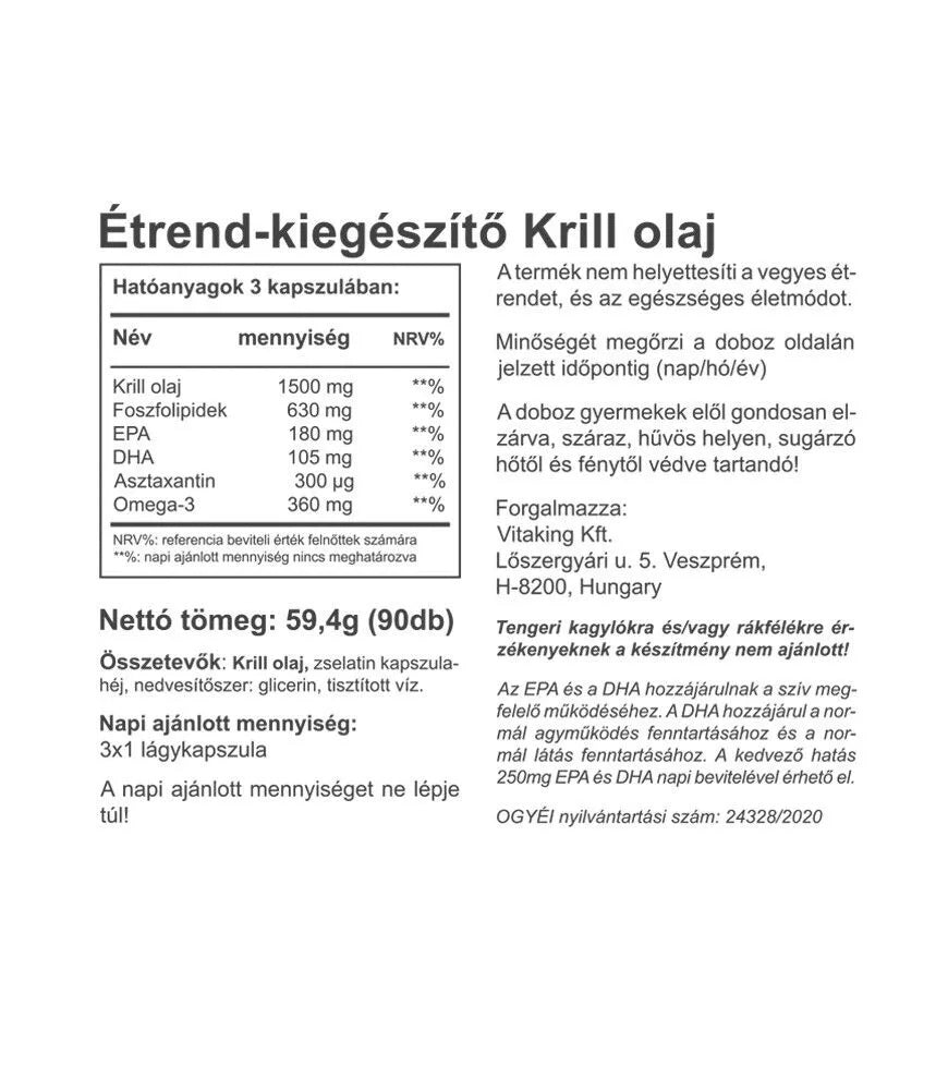 Vitaking Vitakrill Oil 500mg öppen förpackning