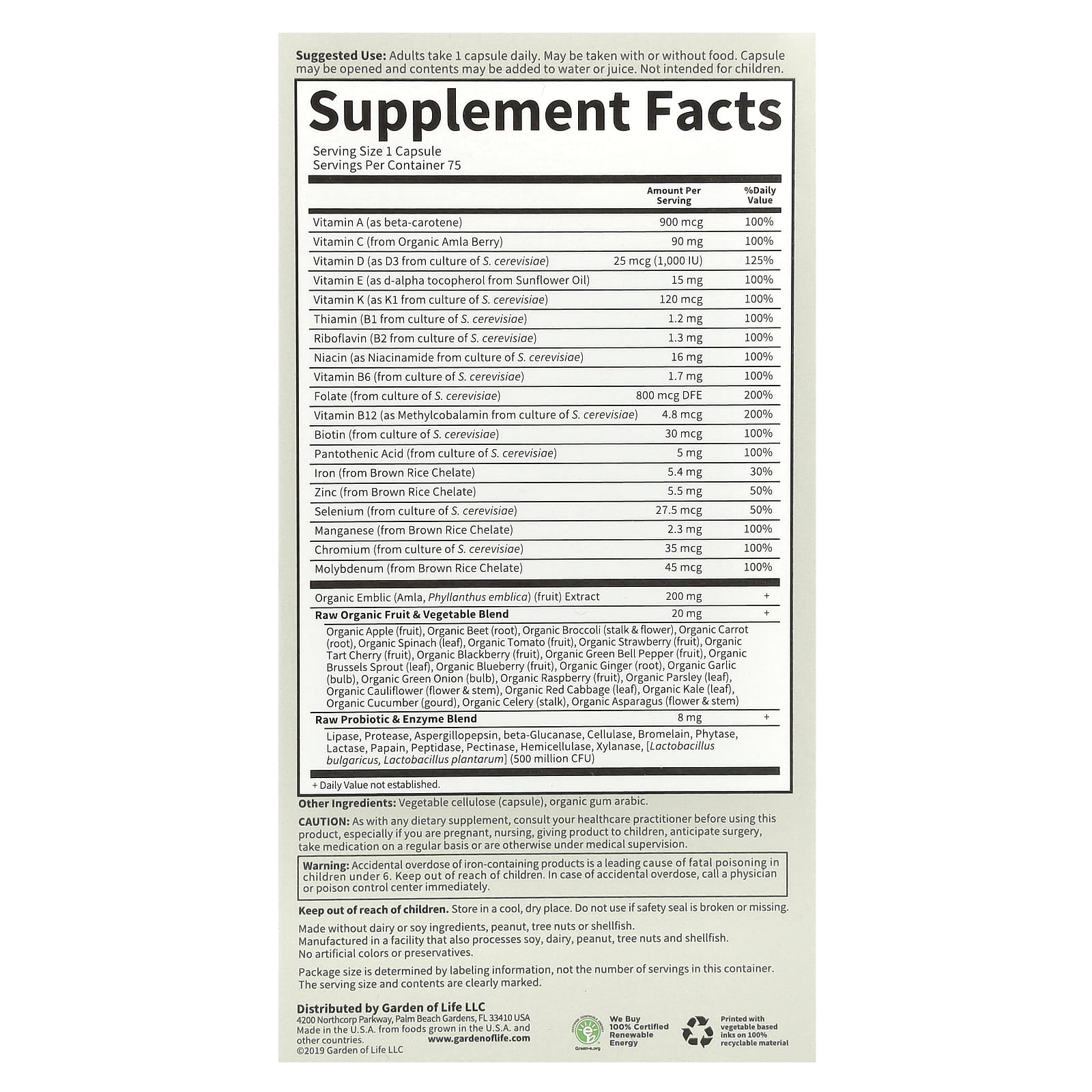Garden Of Life - Vitamin Code Raw One For Women