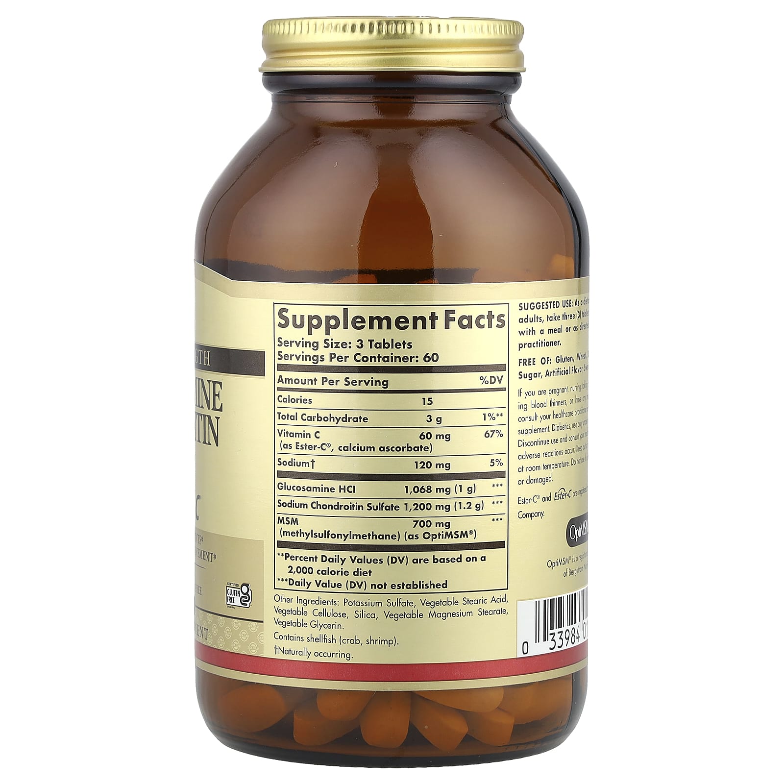 Glukosamin Kondroitin MSM ingredienser etikett