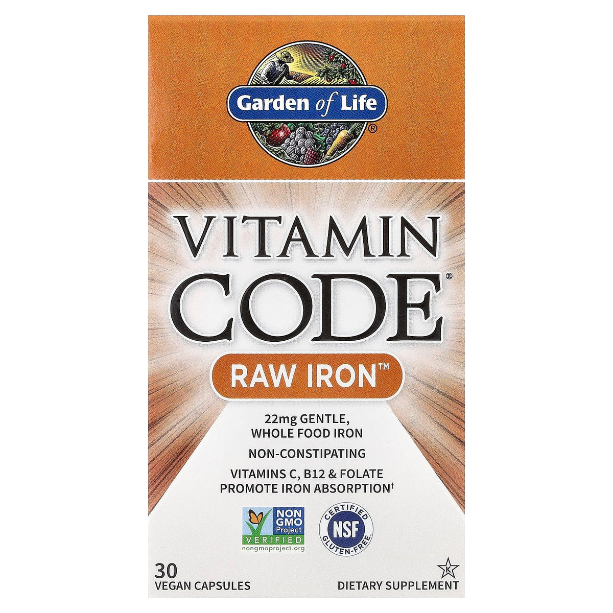 Vitamin Code Raw Iron baksida näringsfakta