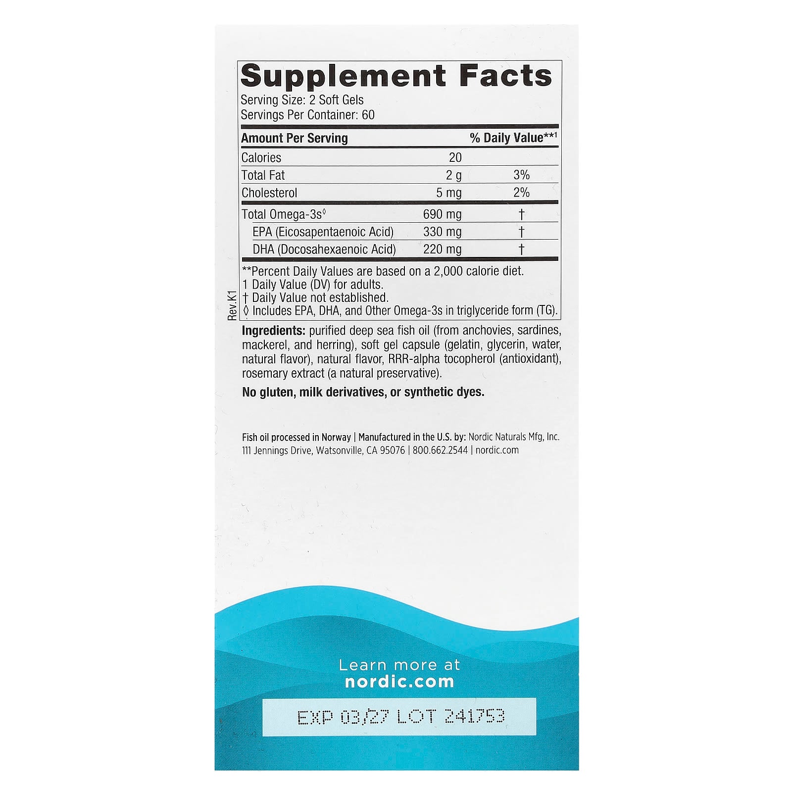Nordic Naturals - Omega-3, 690mg - 120 Sgels - Lemon